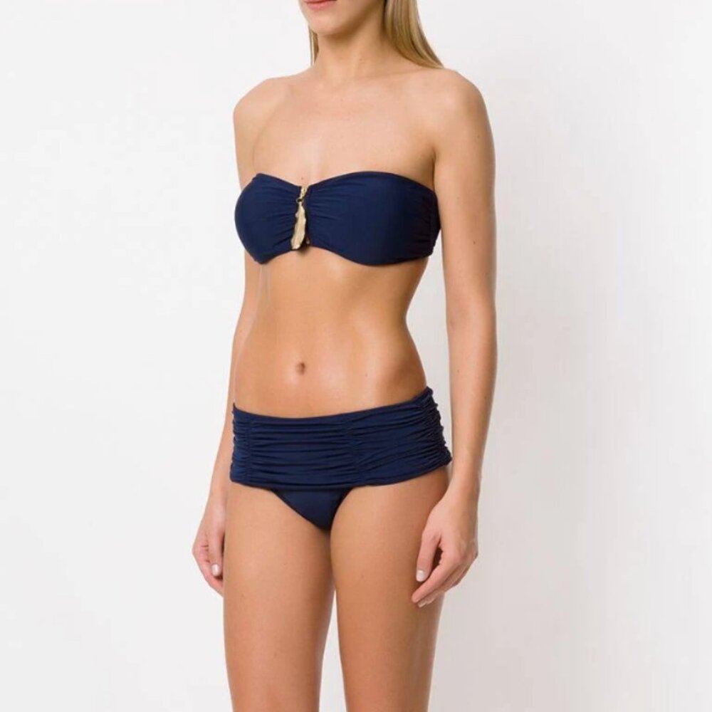 Bridgette Por Fernanda Miya Navy Feather Charm Bikini Size Medium